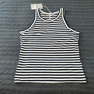 Everlane white and navy stripped cotton tank, size small, with tags.